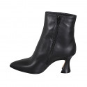 Woman’s pointed-toe black leather ankle boots with zipper and hourglass heel 7 - Available sizes:  32, 33, 34, 35, 42, 44, 45, 46
