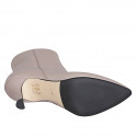Woman’s pointed-toe nude leather ankle boots with zipper, heel 7 - Available sizes:  33, 34, 35