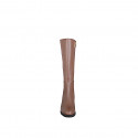 Botas para mujer en piel color cuero con cremallera, tacón 5 - Tallas disponibles:  32, 33, 34, 35, 42, 43, 44, 45
