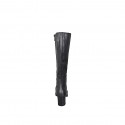 Botas para mujer en piel negra con cremallera, tacón 5 - Tallas disponibles:  32, 33, 34, 35, 42, 43, 44, 45, 46