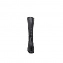 Botas para mujer en piel negra con cremallera, tacón 5 - Tallas disponibles:  32, 33, 34, 35, 42, 43, 44, 45, 46