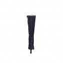 Botas para mujer en gamuza azul noche con punta fina y cremallera, tacón 7 - Tallas disponibles:  32, 33, 42, 43, 45