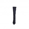 Botas para mujer en gamuza azul noche con punta fina y cremallera, tacón 7 - Tallas disponibles:  32, 33, 42, 43, 45