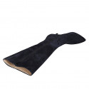Botas para mujer en gamuza azul noche con punta fina y cremallera, tacón 7 - Tallas disponibles:  32, 33, 42, 43, 45