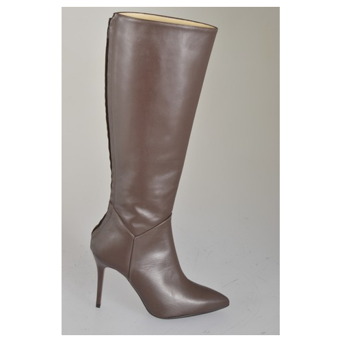Botines para mujer en piel marròn con punta fina, cremallera trasera y tacón 9 - Tallas disponibles:  32, 33, 34, 42, 43, 44, 45, 46, 47