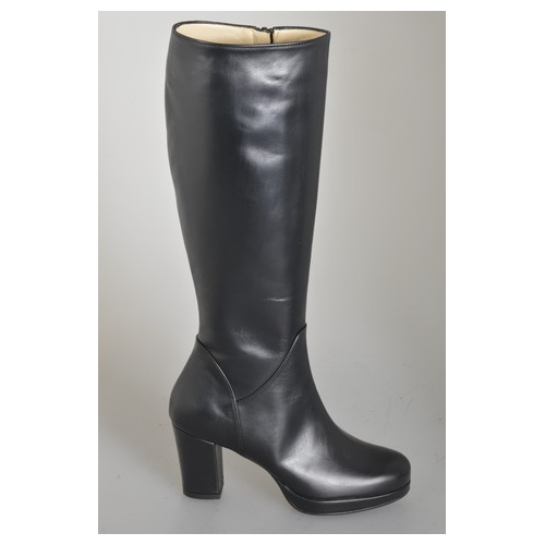 Botas para mujer en piel negra con plataforma, cremallera y tacón 7 - Tallas disponibles:  32, 33, 34, 42, 43, 44, 45, 46, 47