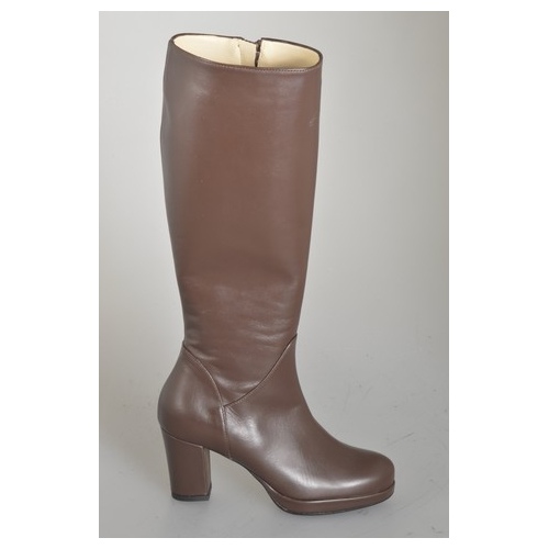 Bottes pour femmes en cuir marron avec plateforme, fermeture éclair et talon 7 - Pointures disponibles:  32, 33, 34, 42, 43, 44, 45, 46, 47