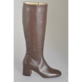 Bottes pour femmes en cuir marron avec fermeture éclair et talon 5 - Pointures disponibles:  32, 33, 34, 42, 43, 44, 45, 46, 47