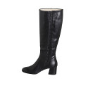 Woman's black leather boots with zipper and heel 5 - Available sizes:  32, 33, 34, 42, 43, 45, 46, 47