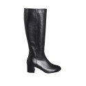 Woman's black leather boots with zipper and heel 5 - Available sizes:  32, 33, 34, 42, 43, 45, 46, 47