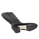 Woman's black leather boots with zipper and heel 5 - Available sizes:  32, 33, 34, 42, 43, 45, 46, 47