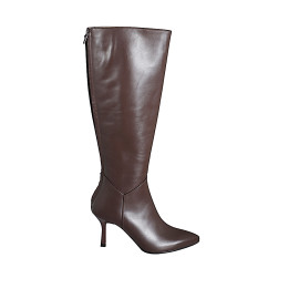 Woman’s brown leather...