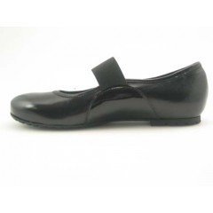 Woman's ballerina with elastic band in black leather and patent leather heel 1 - Available sizes:  31 2