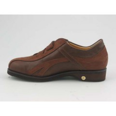 Scarpa sportiva da uomo con velcro in nabuk color cuoio e pelle marrone - Misure disponibili: 36 2
