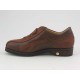 Chaussure sportif pour hommes avec velcro en cuir nubuck cognac et cuir marron - Pointures disponibles:  36