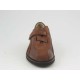 Chaussure sportif pour hommes avec velcro en cuir nubuck cognac et cuir marron - Pointures disponibles:  36