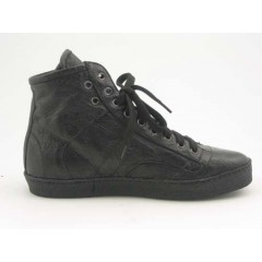 Zapato alto al tobillo con cordones para hombres en piel negra - Tallas disponibles:  36