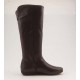 Woman's boot with zipper in brown leather wedge heel 1 - Available sizes:  31, 32