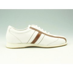 Chaussure à lacets pour hommes en cuir blanc et cognac - Pointures disponibles:  36