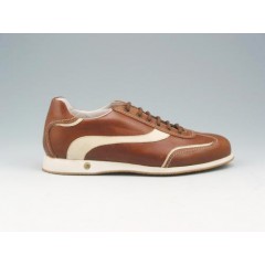 Chaussure à lacets pour hommes en cuir cognac et beige - Pointures disponibles:  36 2
