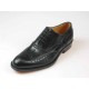 Men's laced Oxford shoe with Brogue decorations in black leather - Available sizes:  53, 54