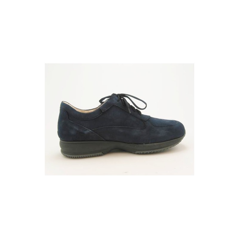 Zapato deportivo con cordones para hombre en gamuza de color azul oscuro - Tallas disponibles:  46