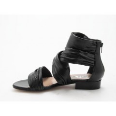 Open shoe with zipper in black leather heel 3 - Available sizes:  31 2