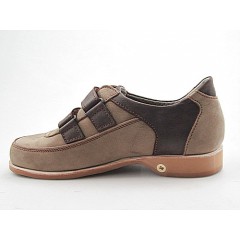 Chaussure sportif pour hommes avec velcro en daim beige foncé et cuir marron - Pointures disponibles:  37, 38 2