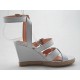 Woman's sandal with buckles and platform in white leather wedge heel 9 - Available sizes:  42
