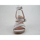 Woman's sandal with buckles and platform in white leather wedge heel 9 - Available sizes:  42