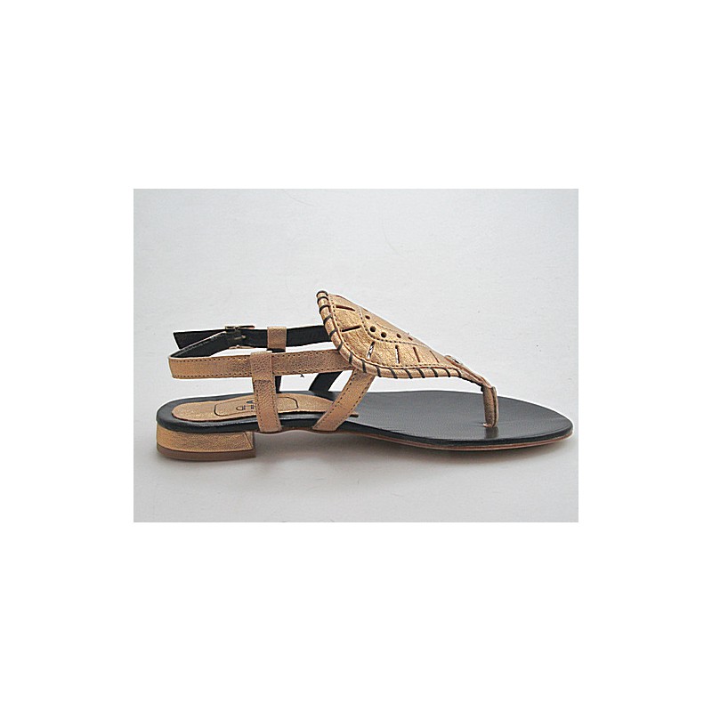 Flip flop sandal in golden leather heel 1 - Available sizes:  32