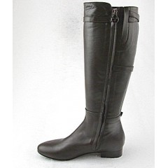 Woman's boot with zipper and buckles in dark brown leather heel 2 - Available sizes:  32 2