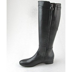 Woman's boot with zipper and buckles in black leather heel 2 - Available sizes:  32 2