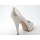 Platform pump in metallized ivory leather with heel 11 - Available sizes:  43, 44