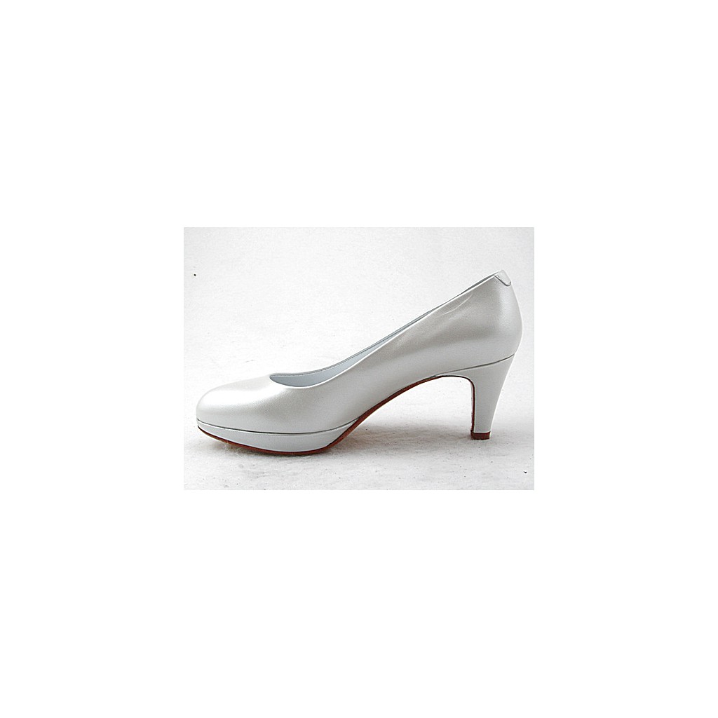 white leather platform pumps