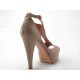 Woman's open strapshoe with platform in beige leather heel 11 - Available sizes:  42