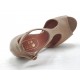 Zapato abierto con cinturon y plataforma en piel color beis tacon 11 - Tallas disponibles:  42