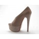Woman's open shoe with platform in beige leather and suede heel 15 - Available sizes:  42