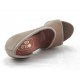 Zapato abierto con plataforma en piel y gamuza color beis tacon 15 - Tallas disponibles:  42
