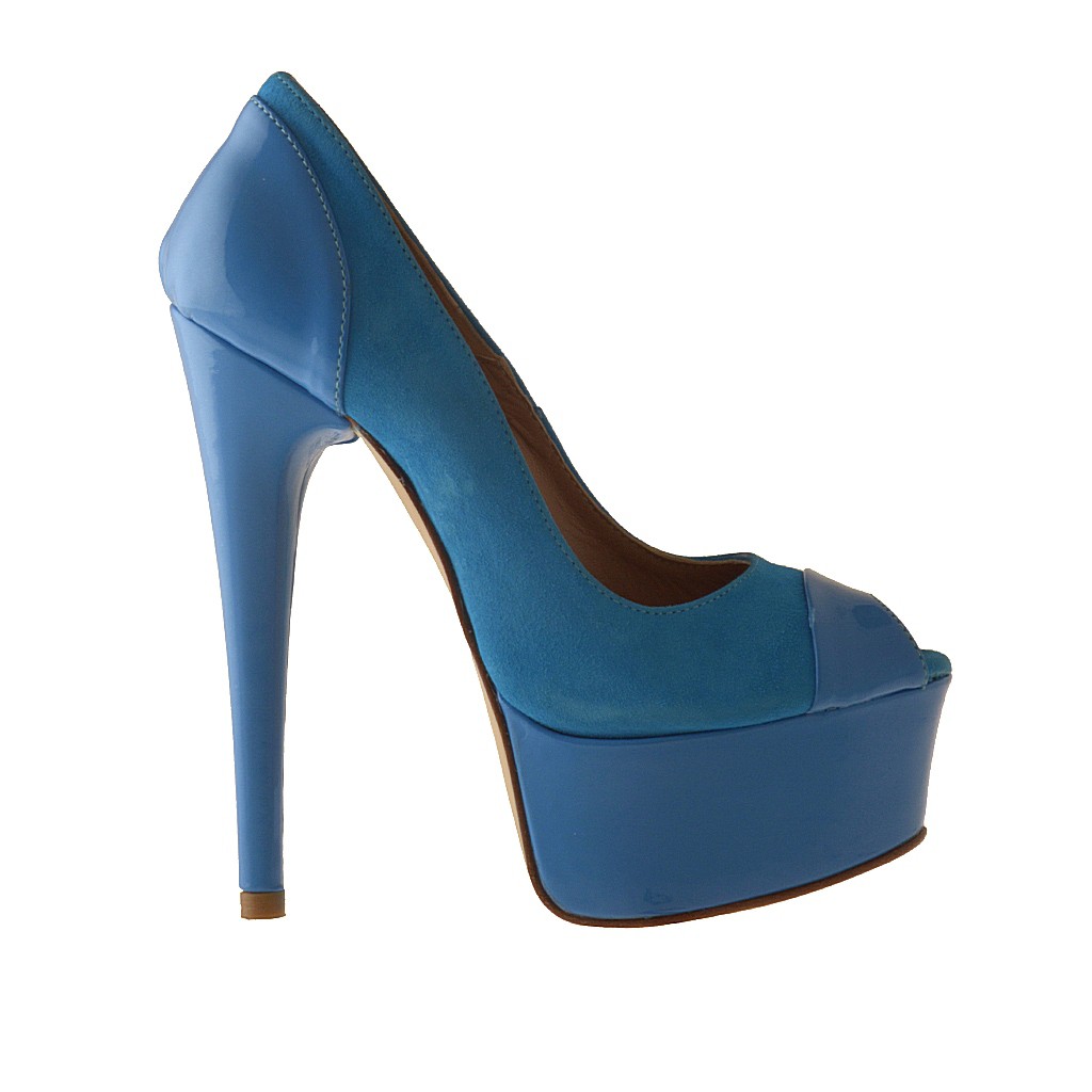 light blue patent heels