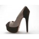 Woman's open shoe with platform in beige and brown suede heel 15 - Available sizes:  42