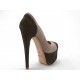 Woman's open shoe with platform in beige and brown suede heel 15 - Available sizes:  42
