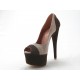 Woman's open shoe with platform in beige and brown suede heel 15 - Available sizes:  42