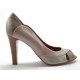 Chaussure à bout ouvert pour femmes en cuir verni rose, vert clair, beige et taupe talon 9 - Pointures disponibles:  42