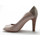 Chaussure à bout ouvert pour femmes en cuir verni rose, vert clair, beige et taupe talon 9 - Pointures disponibles:  42