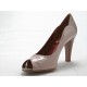 Zapato abierto para mujer en charol rosa, verde claro, beis y gris pardo tacon 9 - Tallas disponibles:  42