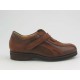 Men's shoe with velcrostrap in dark brown leather and tan-colored nabuck leather - Available sizes:  36, 37
