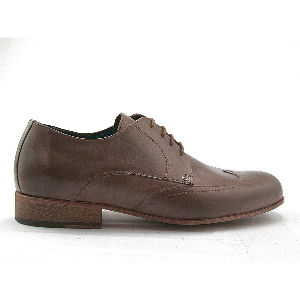 Small or large Shoe with laces in taupe leather - Ghigocalzature
