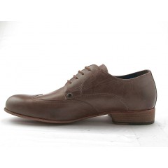 Scarpa stringata derby con decorazioni a coda di rondine da uomo in pelle taupe - Misure disponibili: 47, 52 2