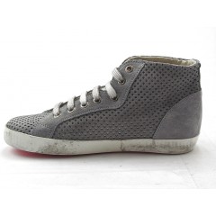 Chaussure avec lacets en daim perforé gris talon compensé 1 - Pointures disponibles:  32 2